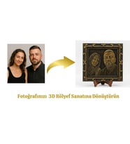 Kişiye Özel 3D Rölyef Tablo – Fotoğrafınızı Sanata Dönüştürün (Eskitme Altın)
