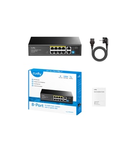 CUDY 8port PoE 120w 2-Uplink 10/100 Yönetilemez Switch FS1010PG