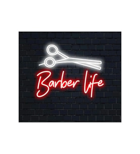 Barber Life Yazılı ve Şekilli Neon Tabela