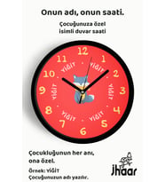 İsme Özel Sevimli Tilki Çocuk Odası Duvar Saati Orta Boy 30 cm Siyah Camlı Sessiz