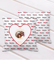 BK Gift Kişiye Özel İsimli Fotoğraflı I Love You Kalp Desenli Dekoratif Kırlent Yastık-3 (Beyaz)