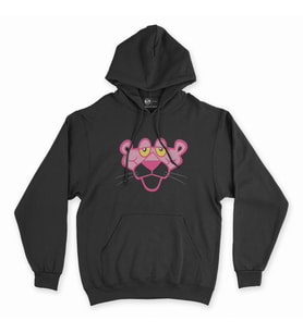 Yorgun Pembe Panter Siyah Kapşonlu Sweatshirt Hoddie