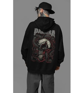 Pantera Baskılı Unisex Oversize Müzik Grubu Hoodie