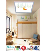 Oda Tavan Avize Beyaz Ledli Sıva Üstü Çerçeveli 54w Tasarım Baskılı 60cmx60cm