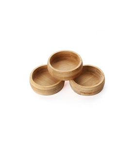 Bambu Yuvarlak 3 Adet Kase Çerezlik 9 Cm Çap