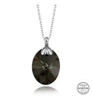 Swarovski Crystal Taşlı Oval Gümüş Kadın Kolye
