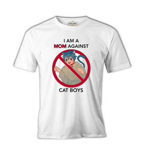 I am a Mom Against Cat Boys Beyaz Erkek Tshirt