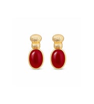Gold Kırmızı Taşlı Küpe – Vintage Şık Kadın Küpe Günlük & Özel Gün
