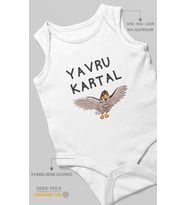 Yavru Kartal Baskılı Bebek Zıbını – Çıtçıtlı Body  %100 Pamuk Sıfır Kol (Beyaz)