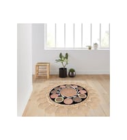 Eliana Home Baskılı, Yıkanabilir Kaymaz Taban Yuvarlak Halı LNA7013 120x120 cm (Bej)