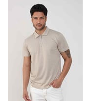 Dufy Bej Erkek Slim Fit Baklava Desenli Polo Yaka Tshirt - 105319
