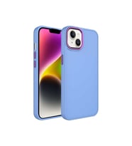 Apple iPhone 14 Uyumlu Kılıf Metal Çerçeve ve Buton Tasarımlı Silikon Zore Luna Kapak (Lila)