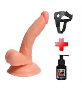 OdinsShop 13 cm Belden Bağlamalı Yeni Nesil Realistik Penis + Kemer + Kayganlaştırıcı
