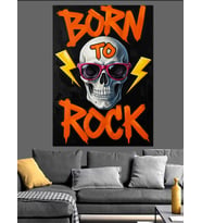 Born To Rock Kurukafa Sanatı Dekoratif Kanvas - Mdf Ahşap Tablo