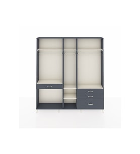 Arges Dolap 7 Raflı 4 Çekmeceli 3 Askılı 220x30x243 Antrasit-Aytaşı/Antrasit
