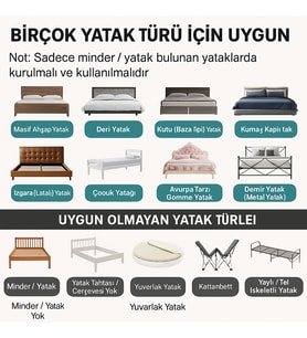 Yatella Yeni Nesil Yatak Bariyeri 180 cm Bej - Boyalı