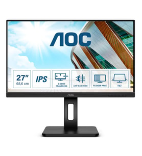 27 AOC Q27P2Q IPS 4MS 75MHZ 1XVGA 1XHDMI 1XDP 1XDVI 2K QHD 2560X1440 HOPARLÖR YÜKSEKLİK AYARI PIVOT VESA SİYAH