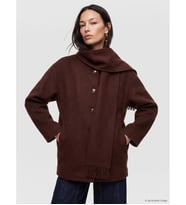 LC WAIKIKI Kahverengi Atkılı Oversize Kadın Kaşe Kaban