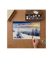 Çam Ağaçları ve Kar Manzarası Tasarımı 240 parça Ahşap Puzzle Ahşap Kutuda MP00521