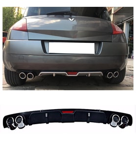 Renault Megane 2 HB Siyah Difüzör 4 Krom Egzoz Görünümlü Difizör Arka Ek Body Kit 2002-2009