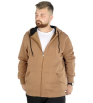 Mode XL Erkek Sweatshirt Kapşonlu Zippered Basic 20543 Sütlükahve
