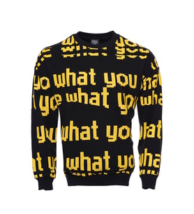 Siyah Baskılı Bisiklet Yaka Sweatshirt - Wessi