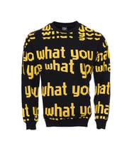 Siyah Baskılı Bisiklet Yaka Sweatshirt - Wessi