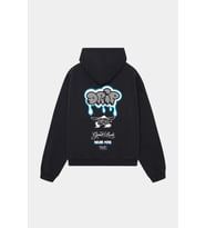 Oversize Pamuklu Hoodie - Drip Streetwear Tasarım Sweatshirt (Siyah)
