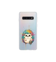 Samsung Galaxy S10 ile Uyumlu Splash Kirpi Tasarımlı Şeffaf Silikon Kılıf