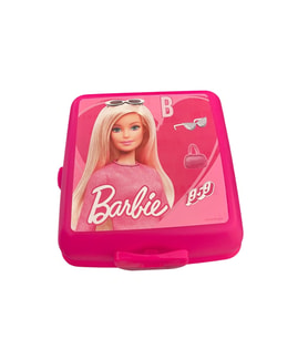 Barbie Beslenme Kutusu Pembe 4 Bölmeli Kız Figürlü 1 Adet Yemek Saklama Kabı Pembe Beslenme Çantası