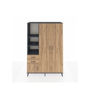 Hyperion Gardrop 5 Raflı 2 Çekmeceli Tek Askılı 132x44x195 Antrasit-Çam
