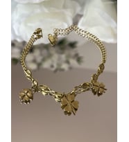 Özel Kutusunda Hediye Paketiyle Gold Yoncalı Zincir Çelik Bileklik 19+6 Cm Hediye Bileklik Arkadaşa Hediye Sevgiliye Hediye