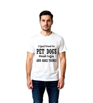 Köpekler Kahve ve Fırın Kombinasyonu Baskılı Erkek Tişört