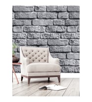 Dreamwall 3D Eski Taş Duvar Desenli Silinebilir Tekstil Duvar Kağıdı (Gri)
