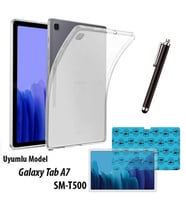 Samsung Galaxy Tab A7 T500 / T505 / T507 Uyumlu Şeffaf Kılıf Cam Kalem Set