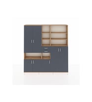 Arges Gardrop 17 Raflı 2 Çekmeceli 7 Kapaklı 220x30x243 Çam-Antrasit