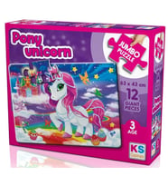 KS Games 12 Parça Kız Çocuk Pony Unicorn Jumbo Maxi Puzzle - 3 Yaş Üzeri - 31007