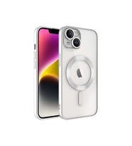 Apple iPhone 14 Plus Uyumlu Kılıf Kamera Korumalı M-safe Wireless Şarj Özellikli Zore Demre Kapak (Gümüş)