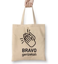 Bravo Gerizekalı Yazılı Espirili Bez Çanta Uzun Saplı