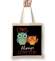 Cute Owl Always Love You Romantic Adorable Owl Pun Bez Çanta Uzun Saplı