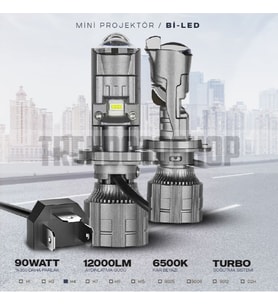 H7 Bi-LED Mini Projektör Lens 90W 16000LM