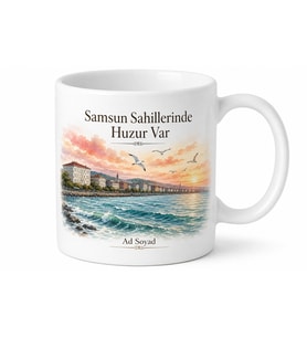 Samsun Sahil Şehri Baskılı Kupa Bardak Hediye Porselen Mug
