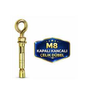 Kancalı Çelik Dübel M8 Kapalı Ağız Salıncak Boks Torbası Avize Tavan Asma Aparatı
