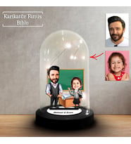Kişiye Özel Karikatür Erkek Öğretmen  ve Öğrenci Tasarımlı Fanus Biblo, Öğretmene Hediye, Öğretmenler Günü, Öğretmenler Günü Hediyesi, FN223