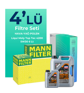 MANN Audi A6 3.0 Dizel QUATRO 272 HP Filtre Bakım Seti Liqui Moly Motor Yağlı (2014-2018) 4 Lü