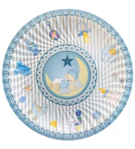 Uyuyan Bebek Figürlü Baby Shower Mavi 8 adet Tabak 23 cm-