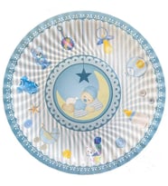 Uyuyan Bebek Figürlü Baby Shower Mavi 8 adet Tabak 23 cm-
