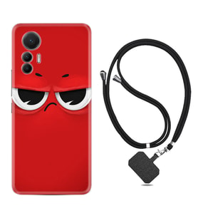 Xiaomi 12 Lite Kılıf Resimli Boyun Askılı İpli Desenli Silikon Series Red 1829