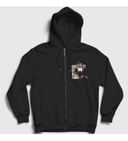 Presmono Unisex Siyah Goat Muhammed Ali Fermuarlı Kapüşonlu Sweatshirt 230213tt