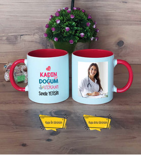 Kadın Doğum Uzmanı Kupa Bardak Kırmızı Fotoğraflı Tıp Bayramı Hediyesi